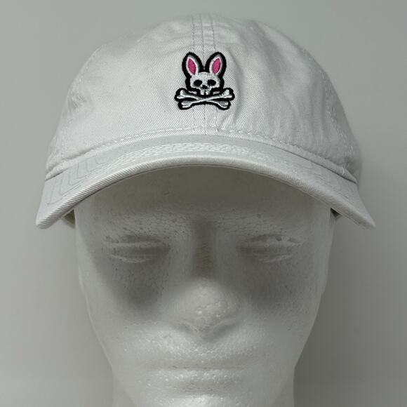 Psycho Bunny Dad Hat Baseball Cap Unstructured 6 Panel Strapback White - Picture 2 of 13